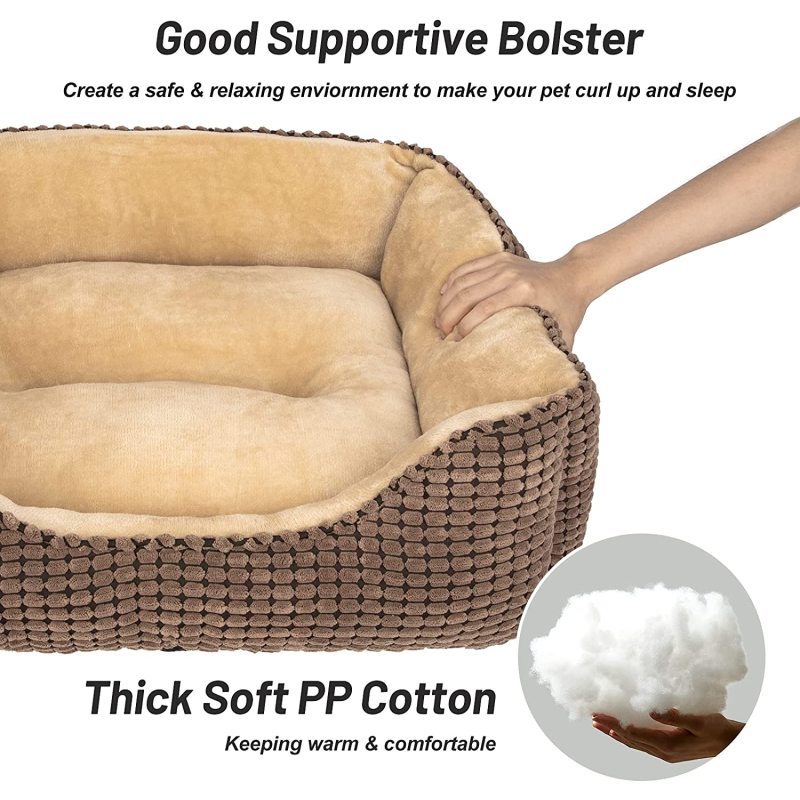 Self Warming Rectangle Cat Dog Cushion Bed Orthopedic Antiskid Pet Sofa Bed Indoor Calming luxurious Washable Pet Bed Mat