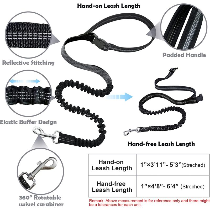 Removable Bungee Extension Fanny Pack Leash Reflective Thread for Running Walking