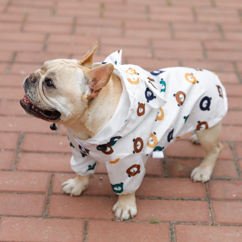 Adorable Pet Poncho Dog Raincoat 4 Leg All Covered Coat with Hood for Small Medium Dogs