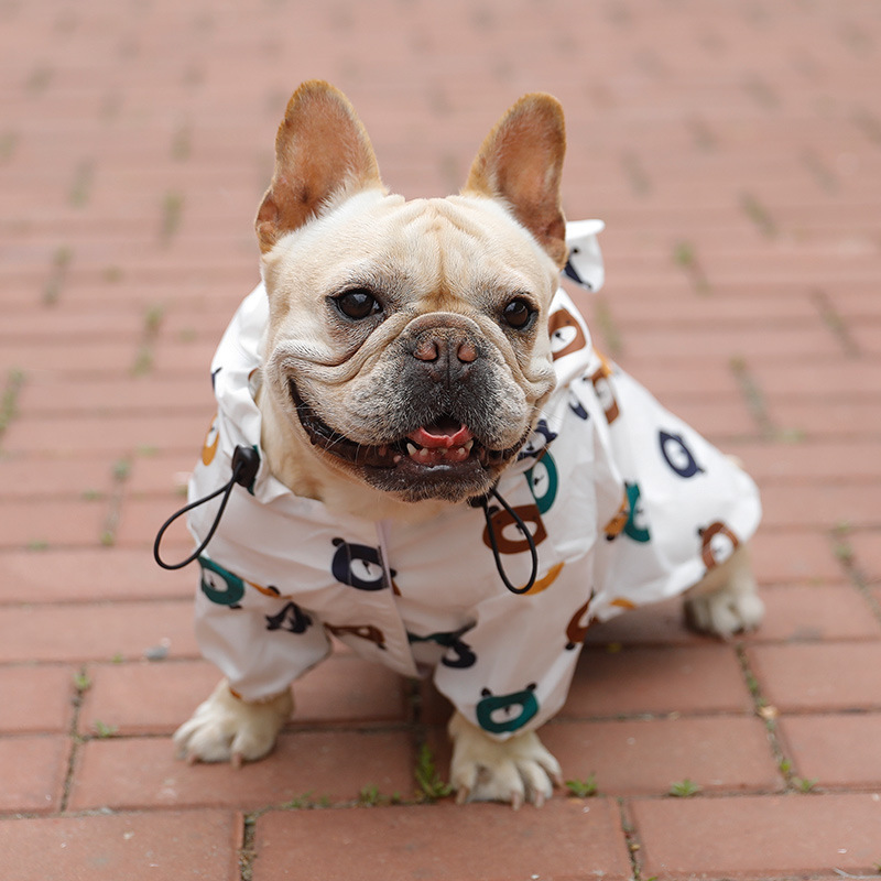Adorable Pet Poncho Dog Raincoat 4 Leg All Covered Coat with Hood for Small Medium Dogs