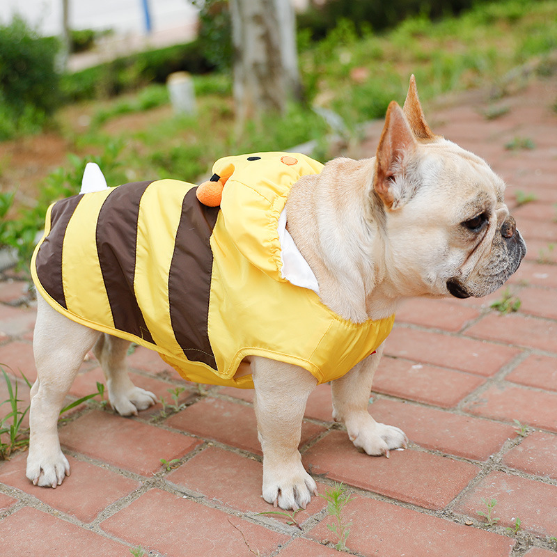 Adorable Pet Poncho Dog Raincoat 4 Leg All Covered Coat with Hood for Small Medium Dogs