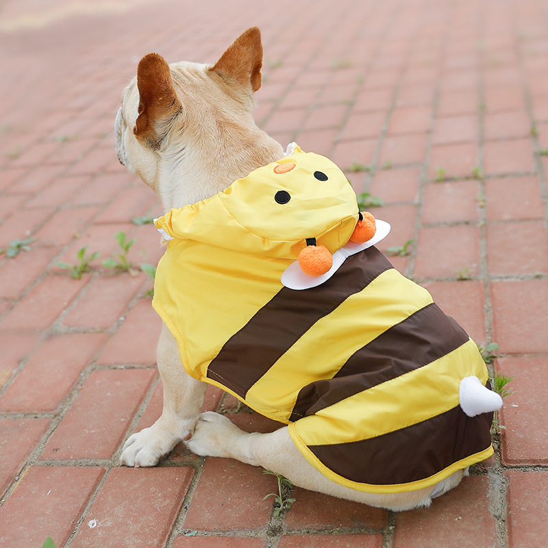 Adorable Pet Poncho Dog Raincoat 4 Leg All Covered Coat with Hood for Small Medium Dogs