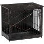 Wooden Dog Crate Furniture End Table for Small Dogs, Double Doors Dog Crate with Slide Tray, Dog Kennels Indoor