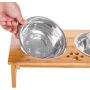 Stainless Steel Bamboo Elevated Bowls Anti Slip Feet  for Cats and Small Dogs