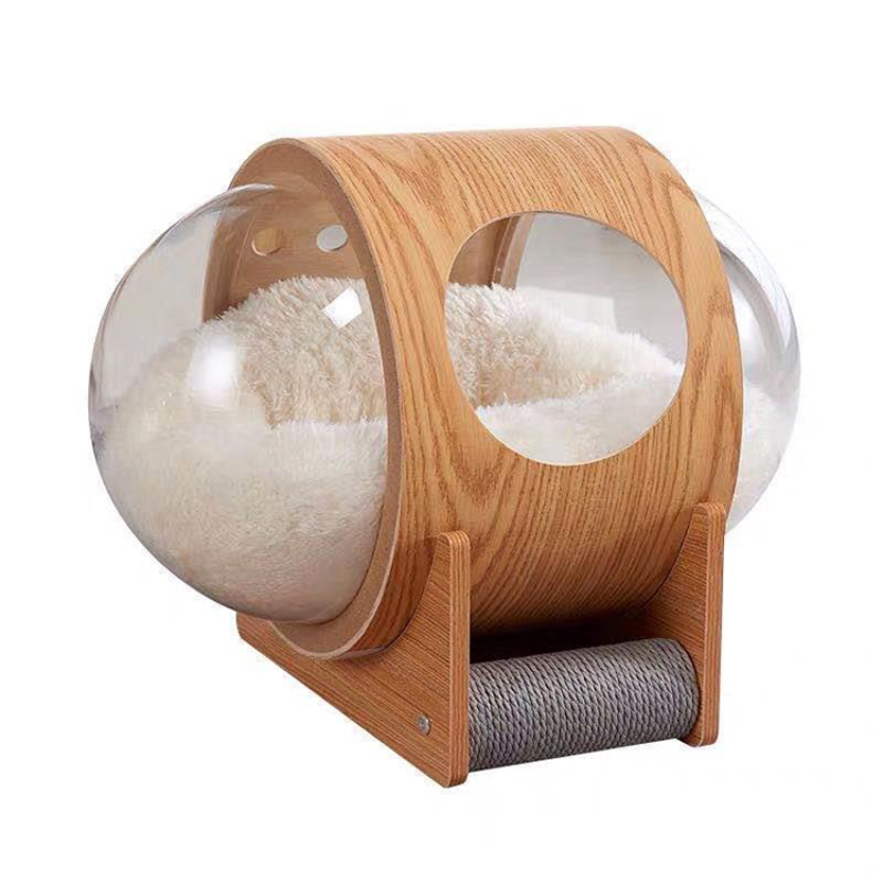 Spaceship Gamma Pet Bed Cat House Space Capsule with Scratching Post Removable Cushion