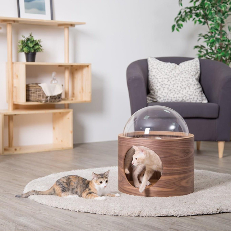Spaceship Gamma Pet Bed Cat House Space Capsule with Scratching Post Removable Cushion