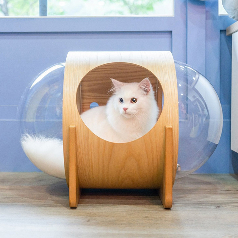 Spaceship Gamma Pet Bed Cat House Space Capsule with Scratching Post Removable Cushion