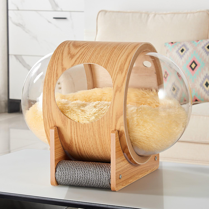Spaceship Gamma Pet Bed Cat House Space Capsule with Scratching Post Removable Cushion
