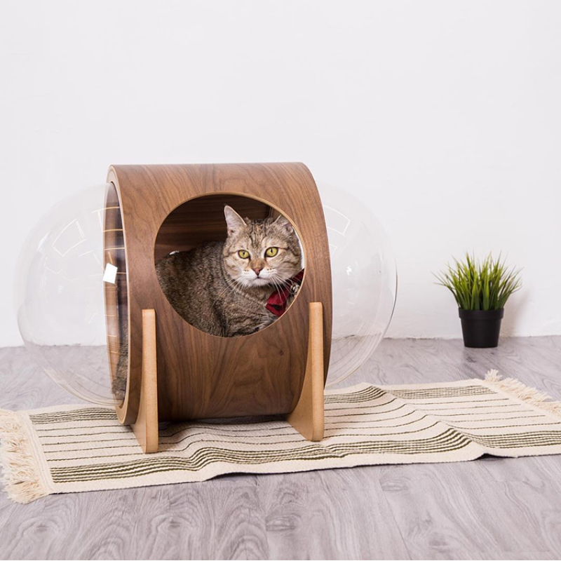 Spaceship Gamma Pet Bed Cat House Space Capsule with Scratching Post Removable Cushion