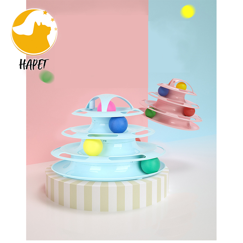 Pet Cat IQ Training Toys Three Levels Tower Station For Cats Kittens Entertainment Disc Turntable Cat Amusement Plate with Balls
