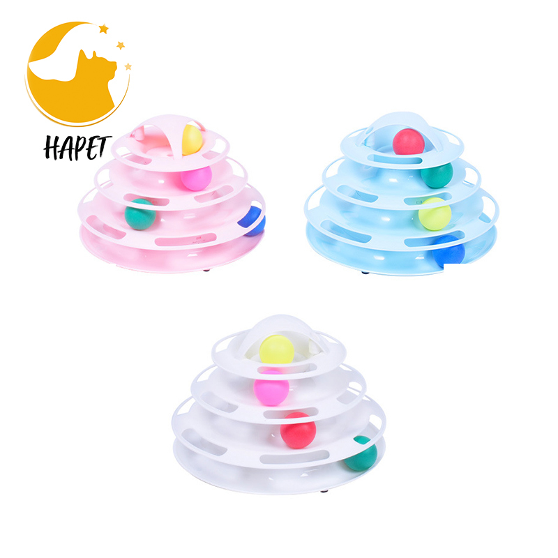 Pet Cat IQ Training Toys Three Levels Tower Station For Cats Kittens Entertainment Disc Turntable Cat Amusement Plate with Balls