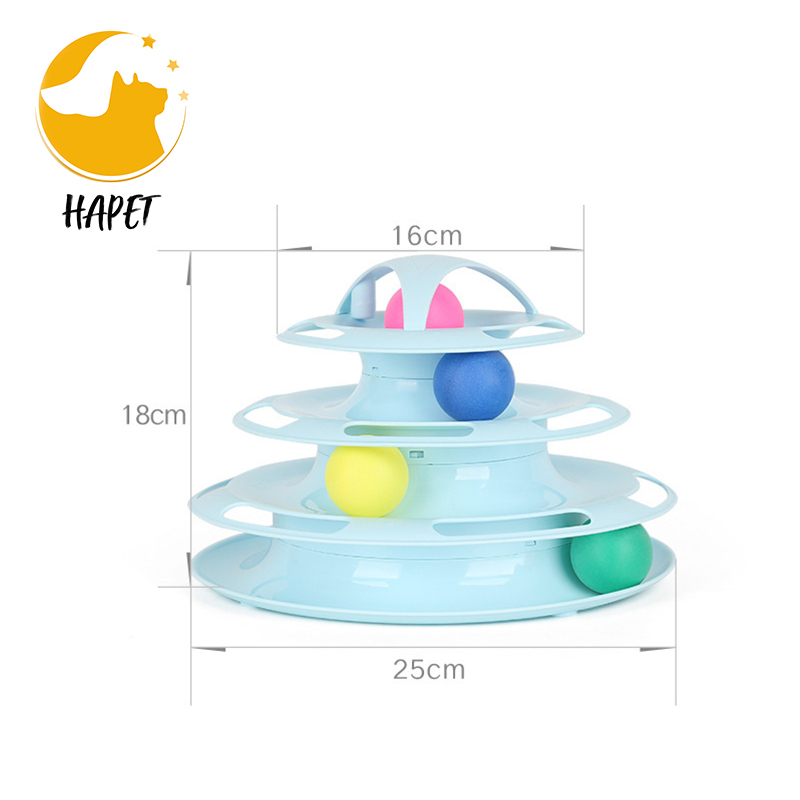Pet Cat IQ Training Toys Three Levels Tower Station For Cats Kittens Entertainment Disc Turntable Cat Amusement Plate with Balls