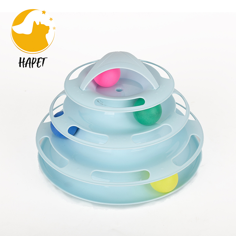 Pet Cat IQ Training Toys Three Levels Tower Station For Cats Kittens Entertainment Disc Turntable Cat Amusement Plate with Balls