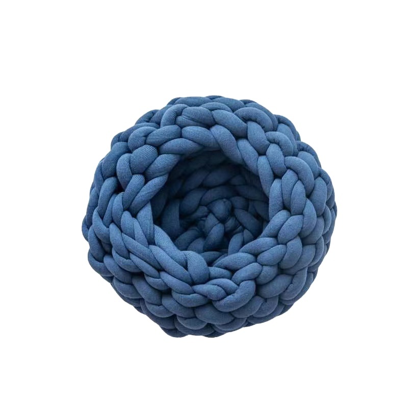 Cotton Knitted Pet Bed Basket Warm Soft Woven Cat Nest Cozy Cuddler for Dogs and Cats
