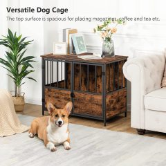 Wooden Dog Crate Furniture End Table Decorative Dog Kennel with Double-Door