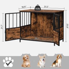 Wooden Dog Crate Furniture End Table Decorative Dog Kennel with Double-Door