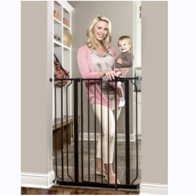 4 Pack of Pressure Mount Kit and 4 Pack of Wall Cups and Mounting Kit Walk Thru Baby Gate In The Living Room