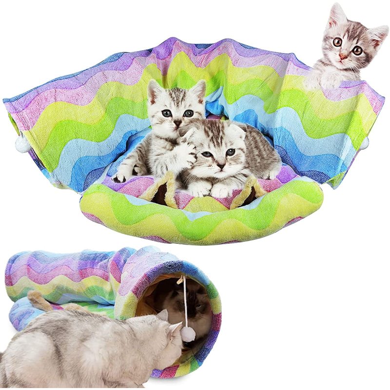 Condo Toy  Cat Tunnel Bed with 3 Way Cat Play Tube Exercising Playground for Pet Dog