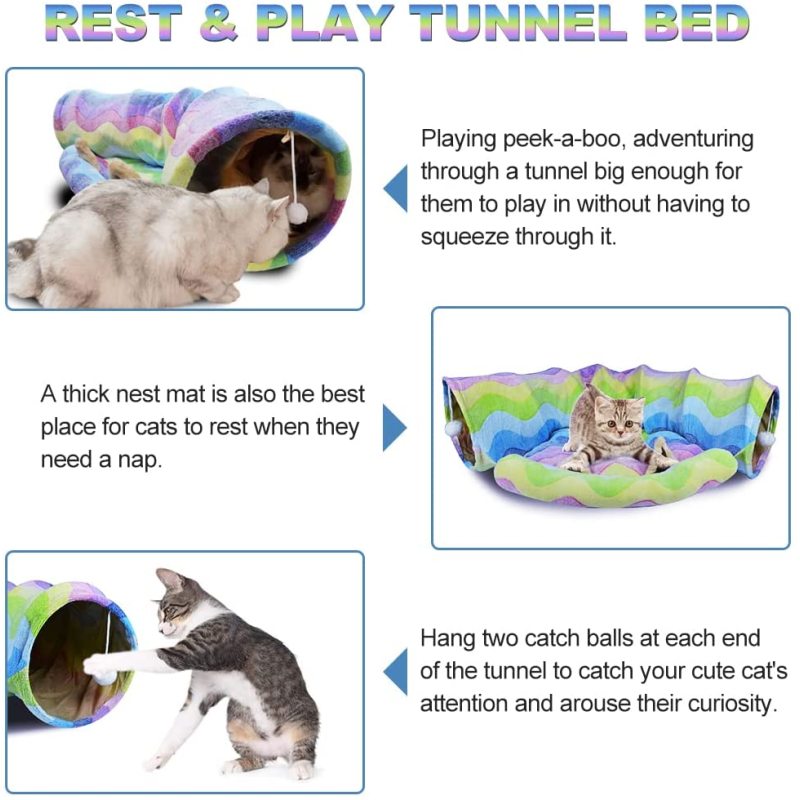 Condo Toy  Cat Tunnel Bed with 3 Way Cat Play Tube Exercising Playground for Pet Dog
