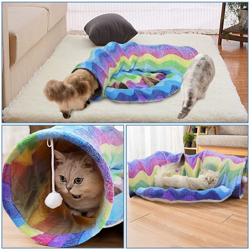 Condo Toy  Cat Tunnel Bed with 3 Way Cat Play Tube Exercising Playground for Pet Dog