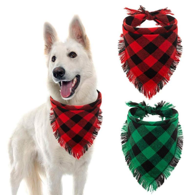 Christmas Dog Bandana Classic Triangle Scarf Tassels Style Holiday for Cats Puppy