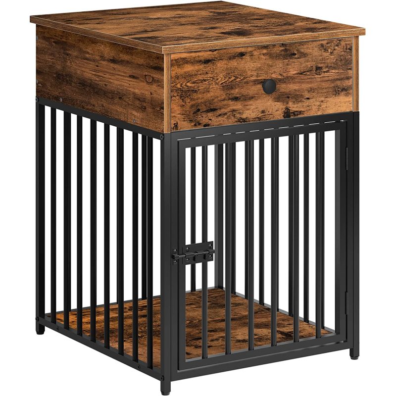 Indoor Pet Crate End Table Decorative Dog Kennel Wooden Dog House