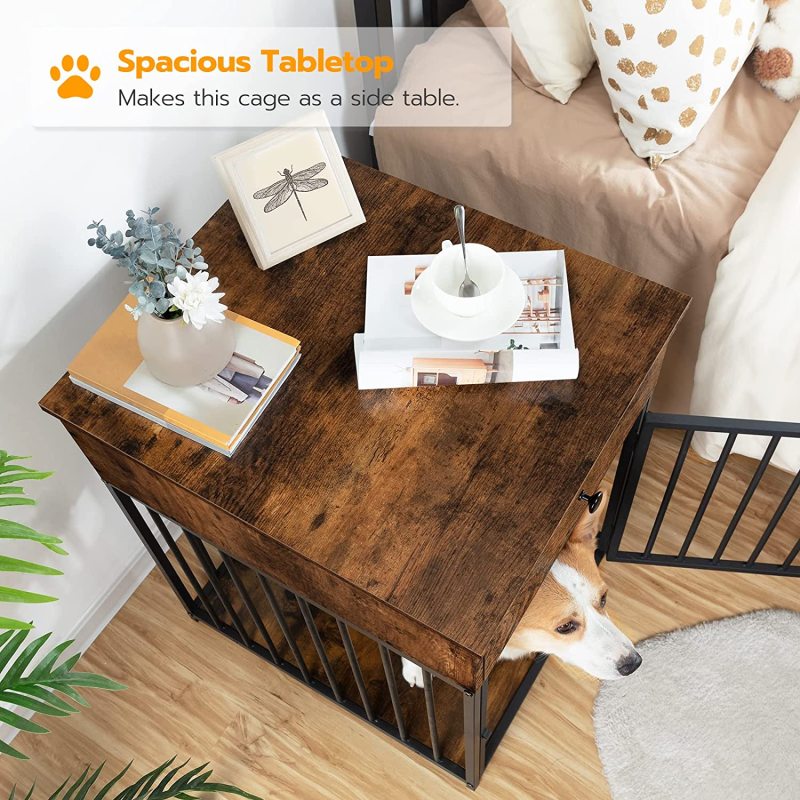 Indoor Pet Crate End Table Decorative Dog Kennel Wooden Dog House