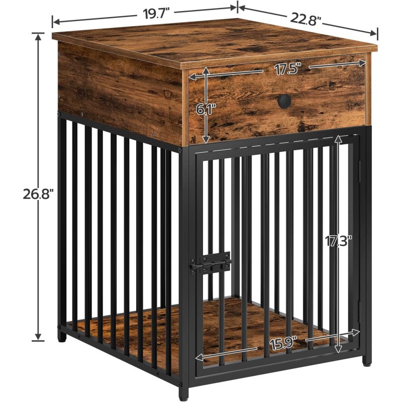 Indoor Pet Crate End Table Decorative Dog Kennel Wooden Dog House