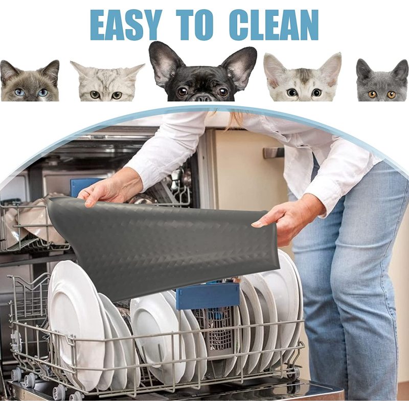Raised Edges to Prevent Spills Water Pet Feeding Mat Easy Clean Dogs and Cats Resistant Placemat Tray