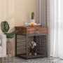 Dog Kennel Wood Indoor Decorative Pet Crate House Dog Crate End Table with Drawer