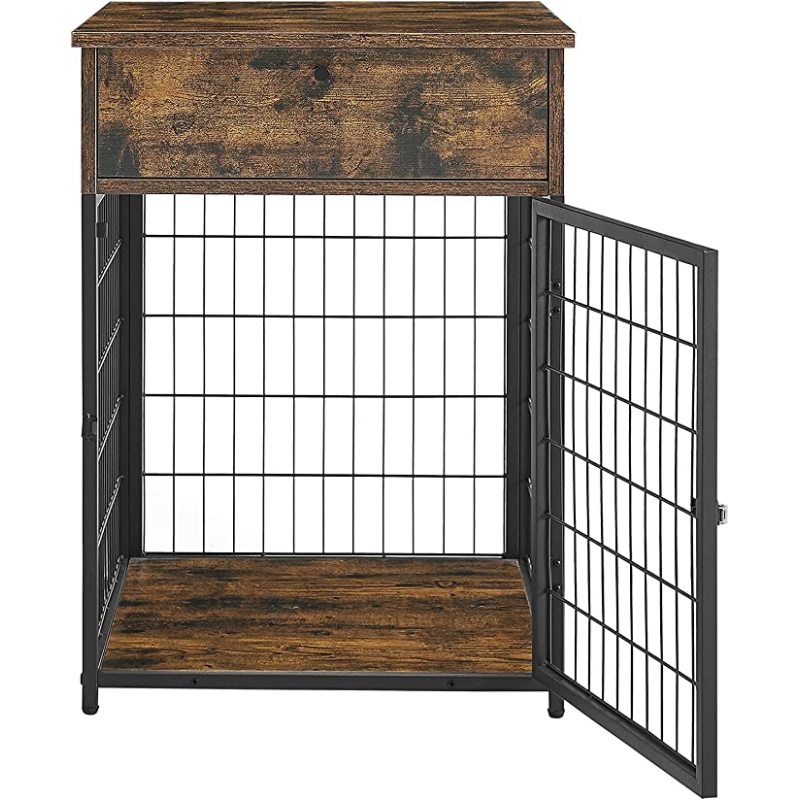 Dog Kennel Wood Indoor Decorative Pet Crate House Dog Crate End Table with Drawer