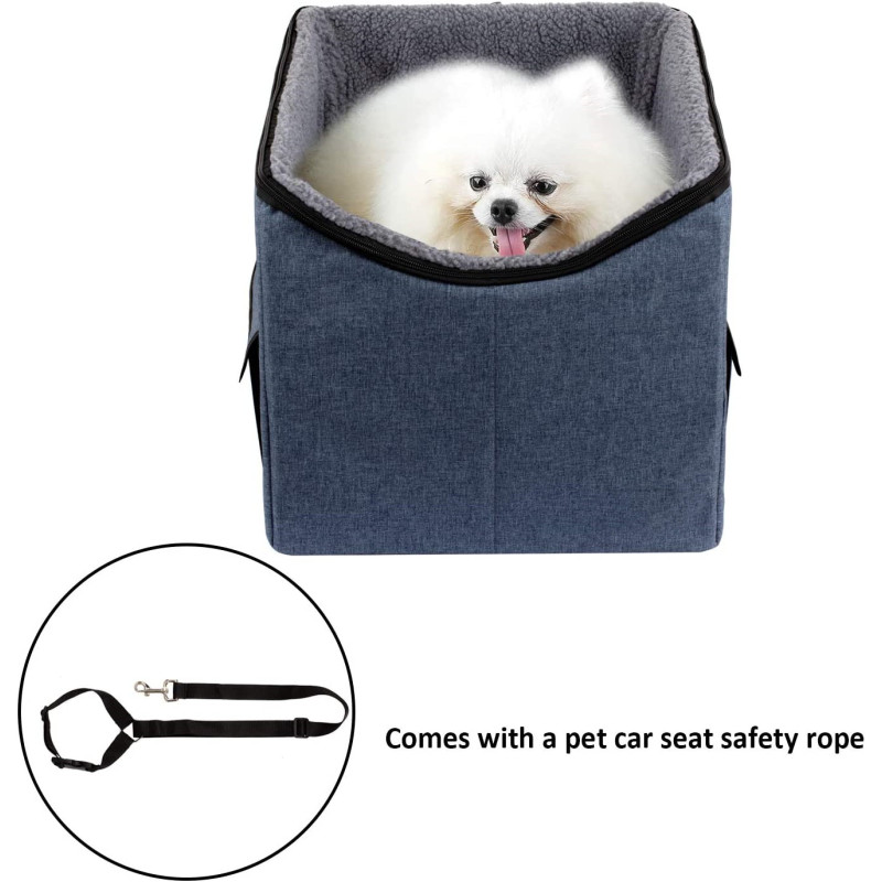 Dog Car Seat Pet Booster Seat Pet Travel Safety Seat Dog Bed for Car with Storage Pocket