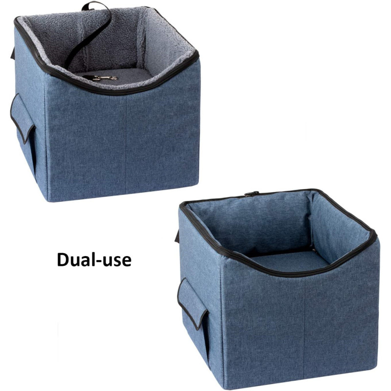 Dog Car Seat Pet Booster Seat Pet Travel Safety Seat Dog Bed for Car with Storage Pocket