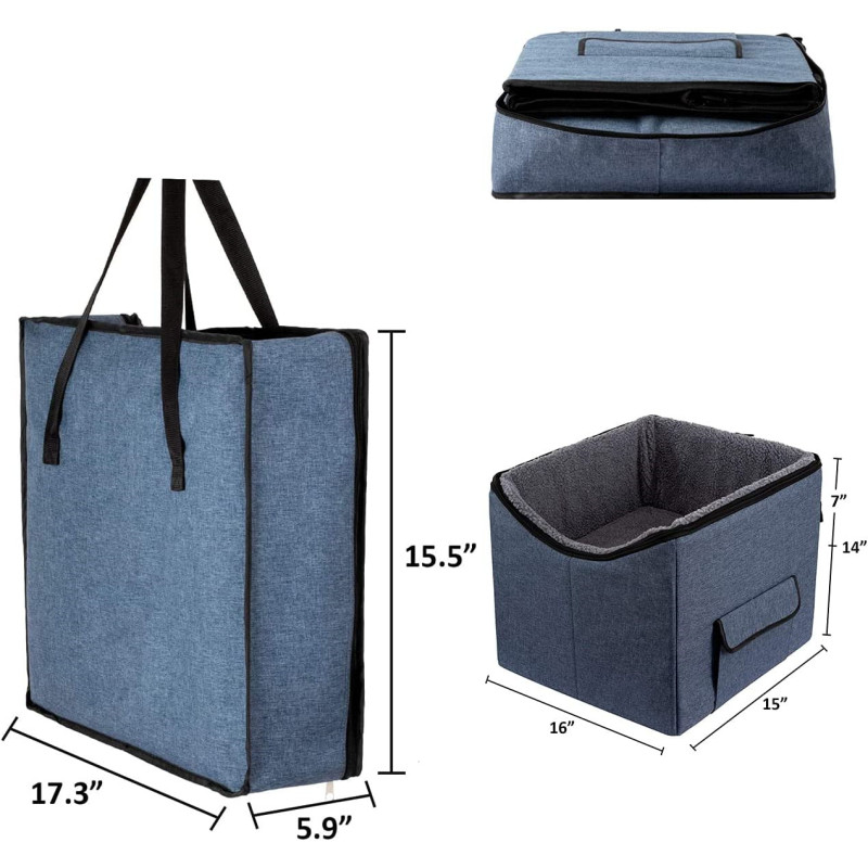 Dog Car Seat Pet Booster Seat Pet Travel Safety Seat Dog Bed for Car with Storage Pocket