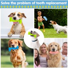 6 Pieces Puppy Bone-Shaped Chew Toy Puppy Teething Toy Rubber Chew Dog Pet Teething Toy for 2-8 Months Puppy Teeth Cleaning