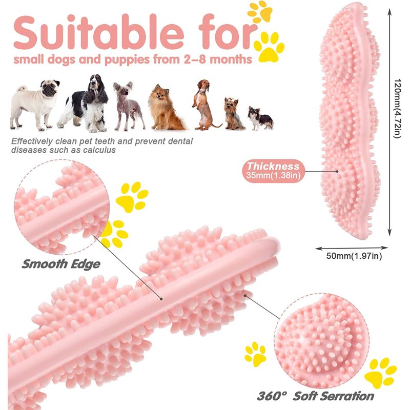 6 Pieces Puppy Bone-Shaped Chew Toy Puppy Teething Toy Rubber Chew Dog Pet Teething Toy for 2-8 Months Puppy Teeth Cleaning
