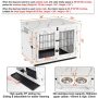 Wood Cage with 360 Degree Rotatable Removable Dog Bowls Dog Crate End Table with Tray Double Doors Dog Kennels