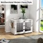 Wood Cage with 360 Degree Rotatable Removable Dog Bowls Dog Crate End Table with Tray Double Doors Dog Kennels