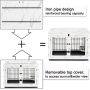 Wood Cage with 360 Degree Rotatable Removable Dog Bowls Dog Crate End Table with Tray Double Doors Dog Kennels