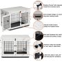 Wood Cage with 360 Degree Rotatable Removable Dog Bowls Dog Crate End Table with Tray Double Doors Dog Kennels