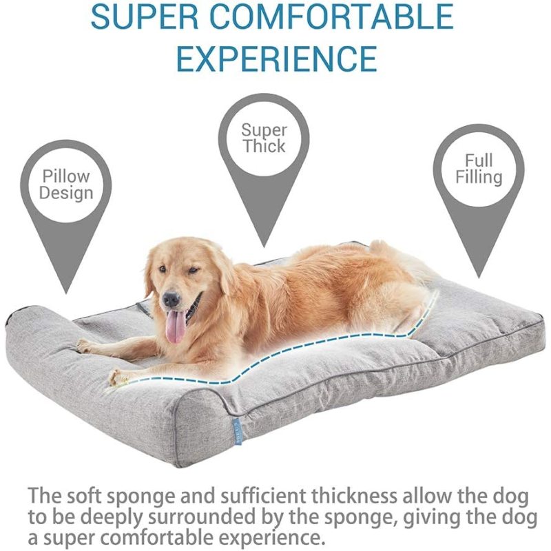 Dog Beds for Large Dogs Clearance Super Thick & Comfortable Pet Bed with Pillow, Washable Cover and Anti-Slip Bottom