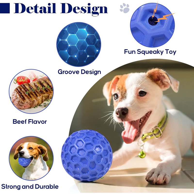 Dog Toys for Aggressive Chewers Large Breed, Interactive Squeaky Dog Balls for Medium Dogs Relieving Anxiety, Small Dog Toys