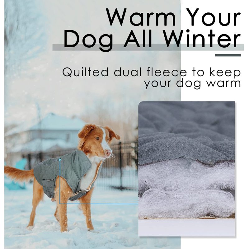 Dog Cold Weather Coats - Cozy Waterproof Windproof Reversible Winter Dog Jacket, Thick Padded Warm Coat Reflective Vest Clothes