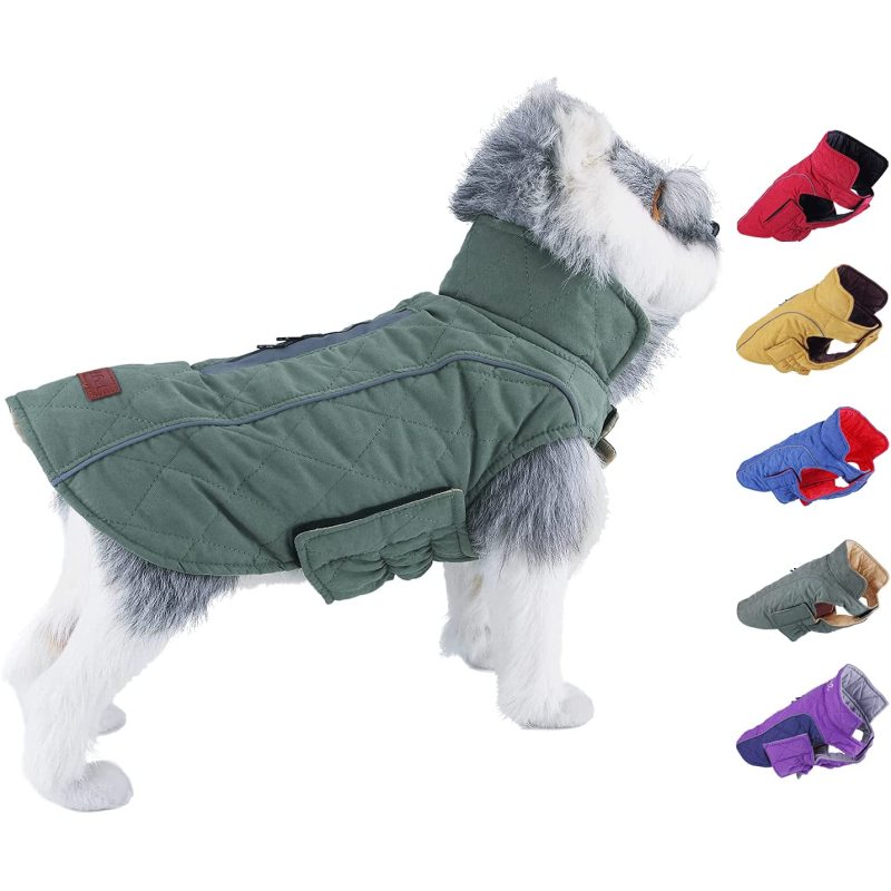 Dog Cold Weather Coats - Cozy Waterproof Windproof Reversible Winter Dog Jacket, Thick Padded Warm Coat Reflective Vest Clothes