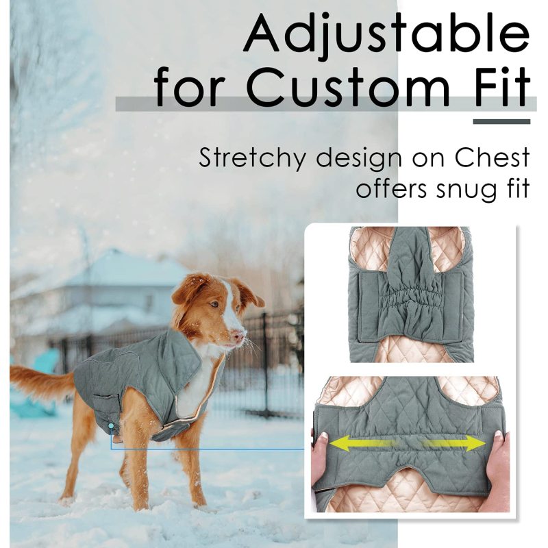 Dog Cold Weather Coats - Cozy Waterproof Windproof Reversible Winter Dog Jacket, Thick Padded Warm Coat Reflective Vest Clothes