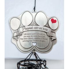 Remembrance Pet Memorial Gift Pet Memorial Wind Chime Metal Casted Pawprint Wind Chime