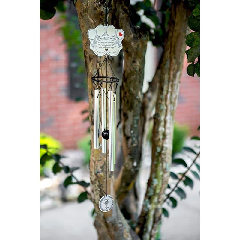 Remembrance Pet Memorial Gift Pet Memorial Wind Chime Metal Casted Pawprint Wind Chime