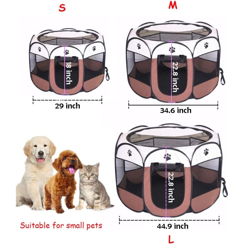 Portable Pet Playpen, Dog Playpen Foldable Pet Exercise Pen Tents Dog Kennel House Playground for Puppy Dog Yorkie Cat Bunny