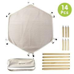 Wooden Elevated Portable Cooling Pet Dog Cat Bed Raised Cot Hammock Washable Cotton Canvas