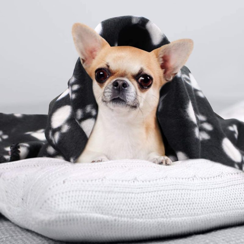 Bed Cover for Dogs Pet Blanket Warm Paw Print Use In Living Room